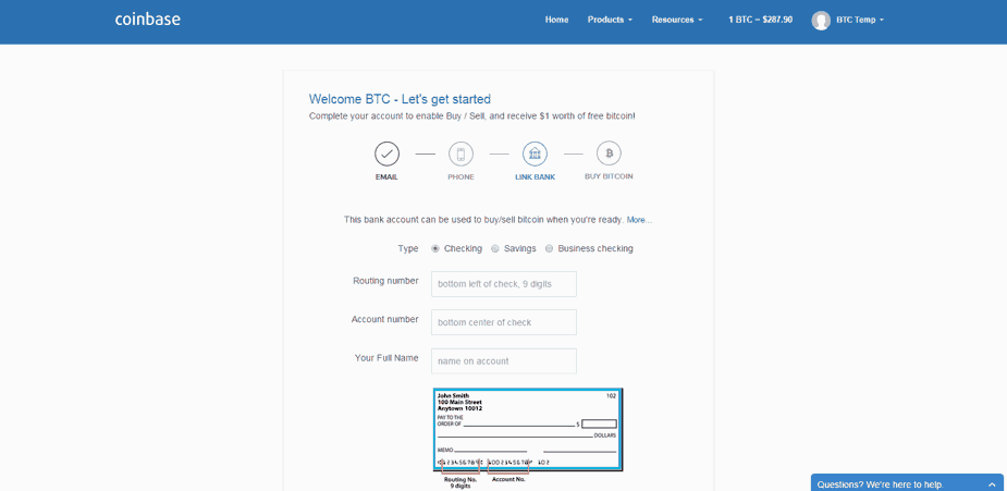 إضافة حسب بنكي Coinbase