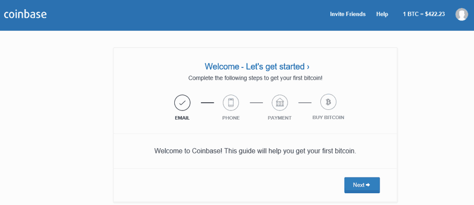 فتح حساب Coinbase